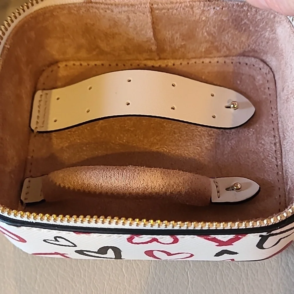 Kate Spade Staci scribble hearts printed travel jewelry box holder Valentine's - Picture 4 of 7